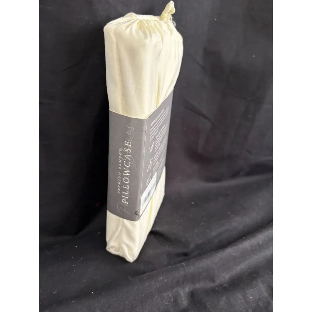 Cosy House Collection Premium Bamboo Pillowcases Cream King Set of 2 NWT
